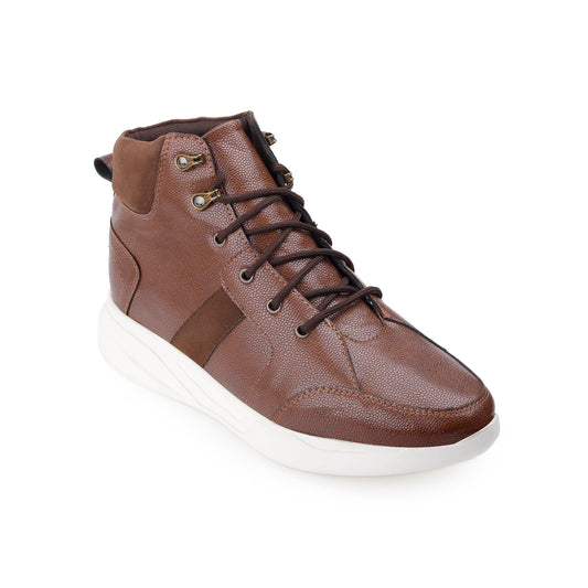 Men's 3.5 Inches / 9 cm Hidden Height Increasing Elevator Boots for Men - Tan