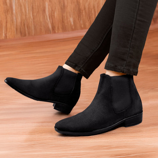 Men's 9CM Hidden Height Increasing Chelsea Boots - Black