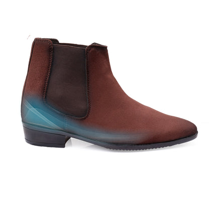 Men's 9CM Hidden Height Increasing Chelsea Boots - Brown