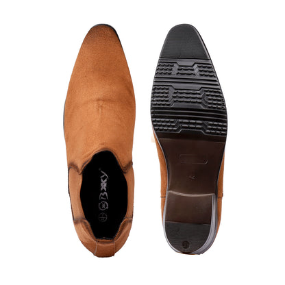 Men's 9CM Hidden Height Increasing Chelsea Boots - Tan