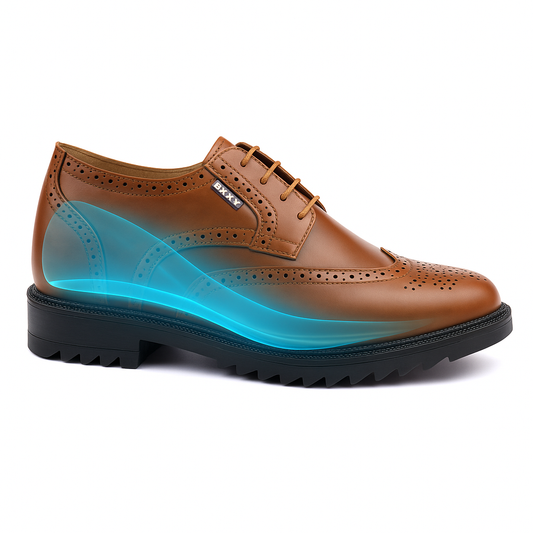 Brogue Lace-up Shoes Tan - 3.5 Inches (9CM)