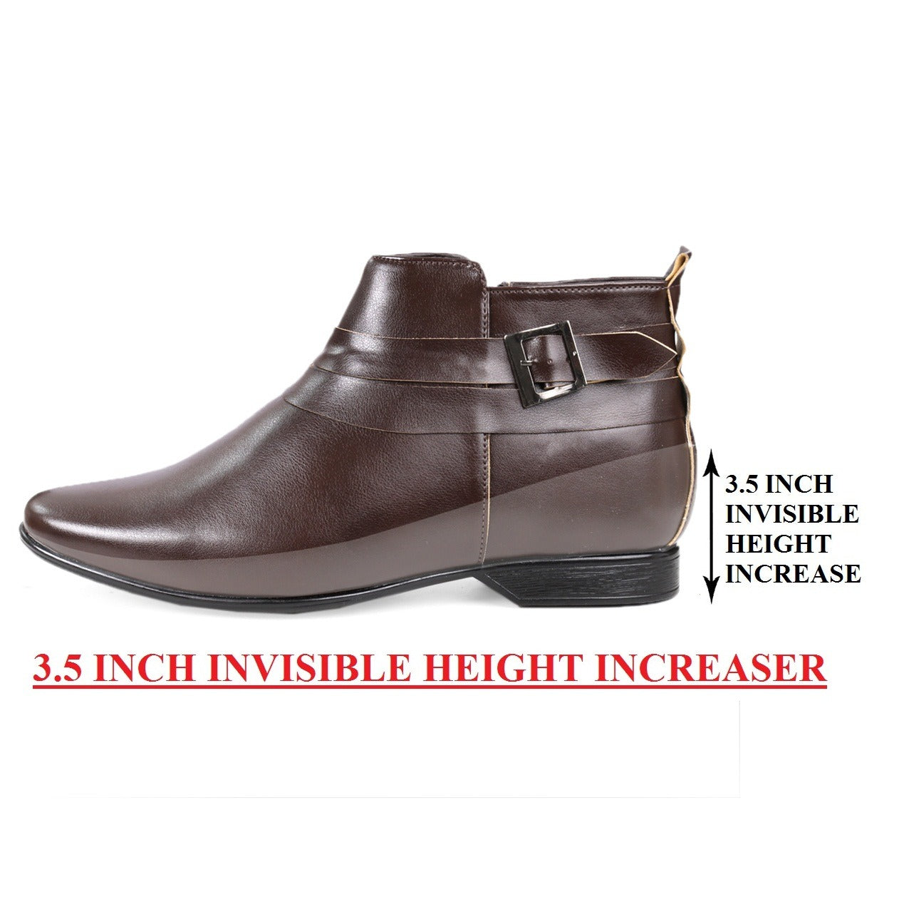 BXXY 3.5 Inch Height Increasing Formal and Casual Pu Leather Derby Boots for All Ocassions