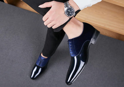 Bxxy's Faux Leather Semi Suede Classic Party Wear Lace-up Shoes for Men
