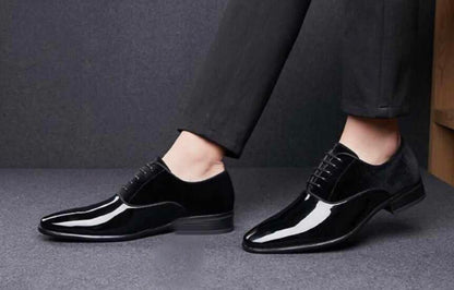 Bxxy's Faux Leather Semi Suede Classic Party Wear Lace-up Shoes for Men