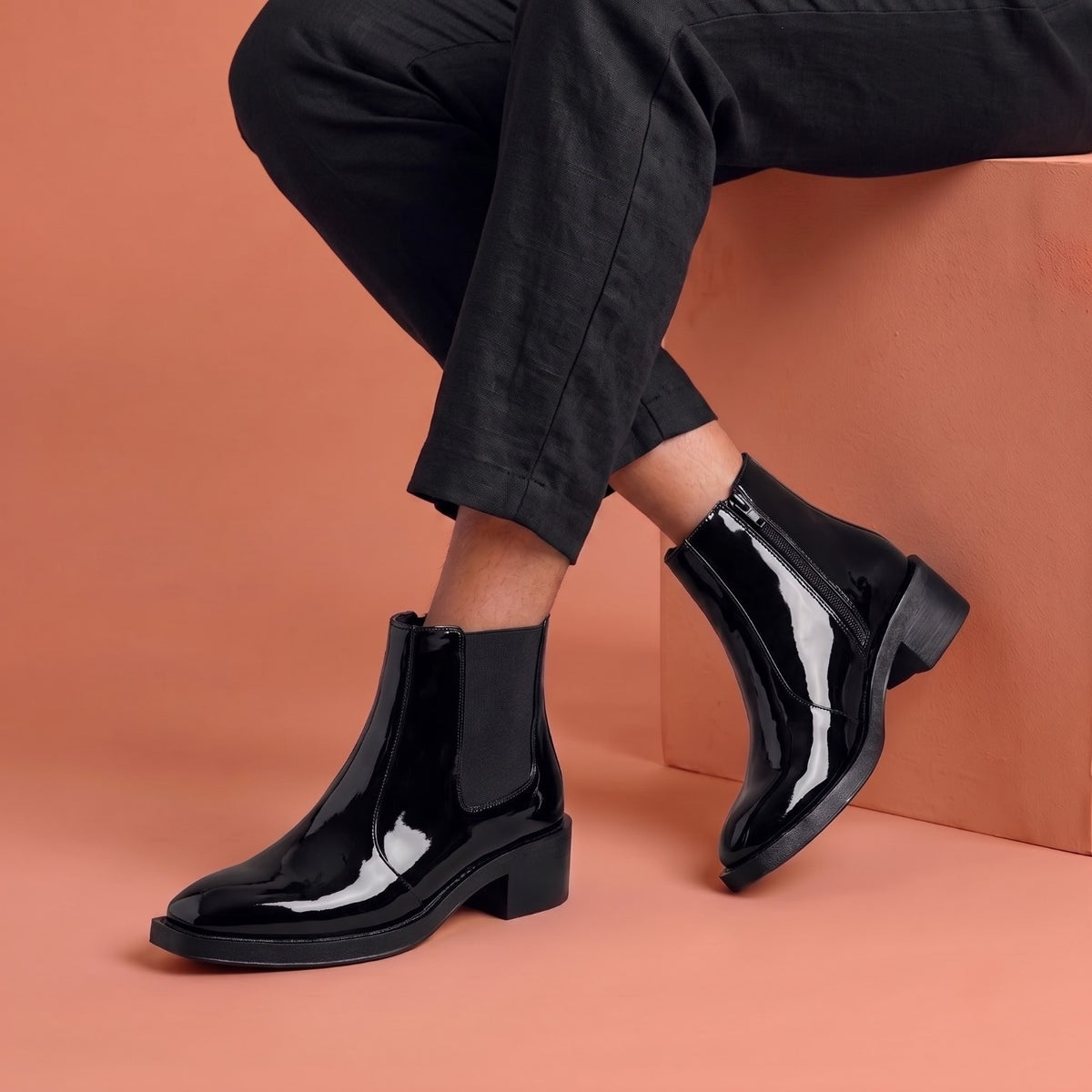 BXXY Mens Formal Faux Leather Zipper Ankle Boot for Partywear