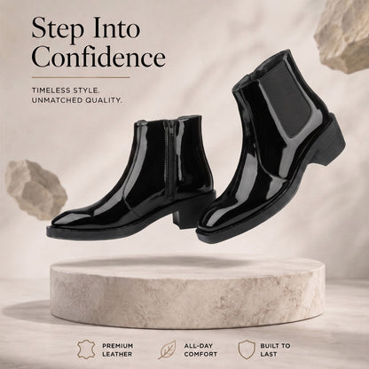 BXXY Mens Formal Faux Leather Zipper Ankle Boot for Partywear