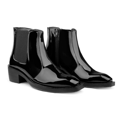 BXXY Mens Formal Faux Leather Zipper Ankle Boot for Partywear
