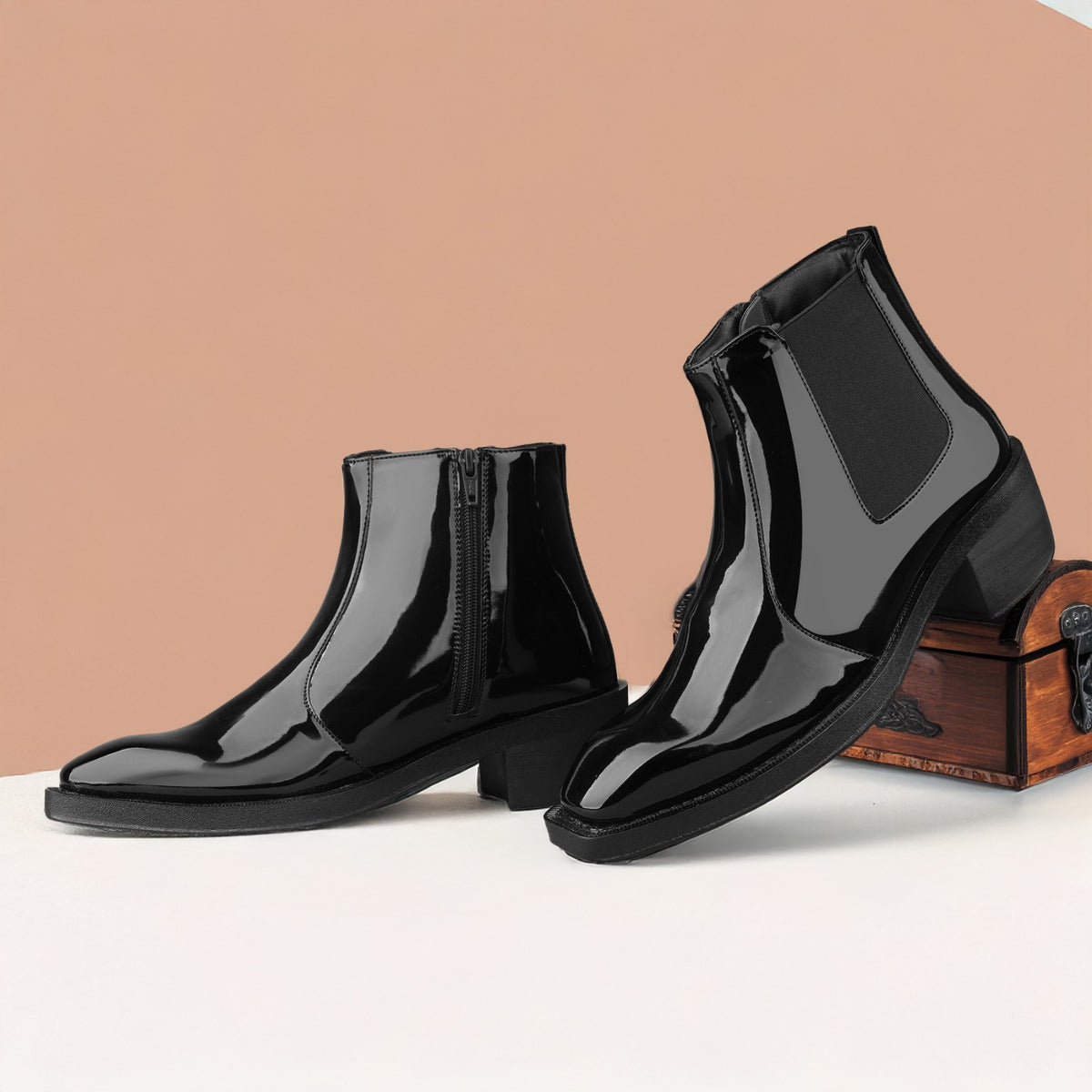 BXXY Mens Formal Faux Leather Zipper Ankle Boot for Partywear