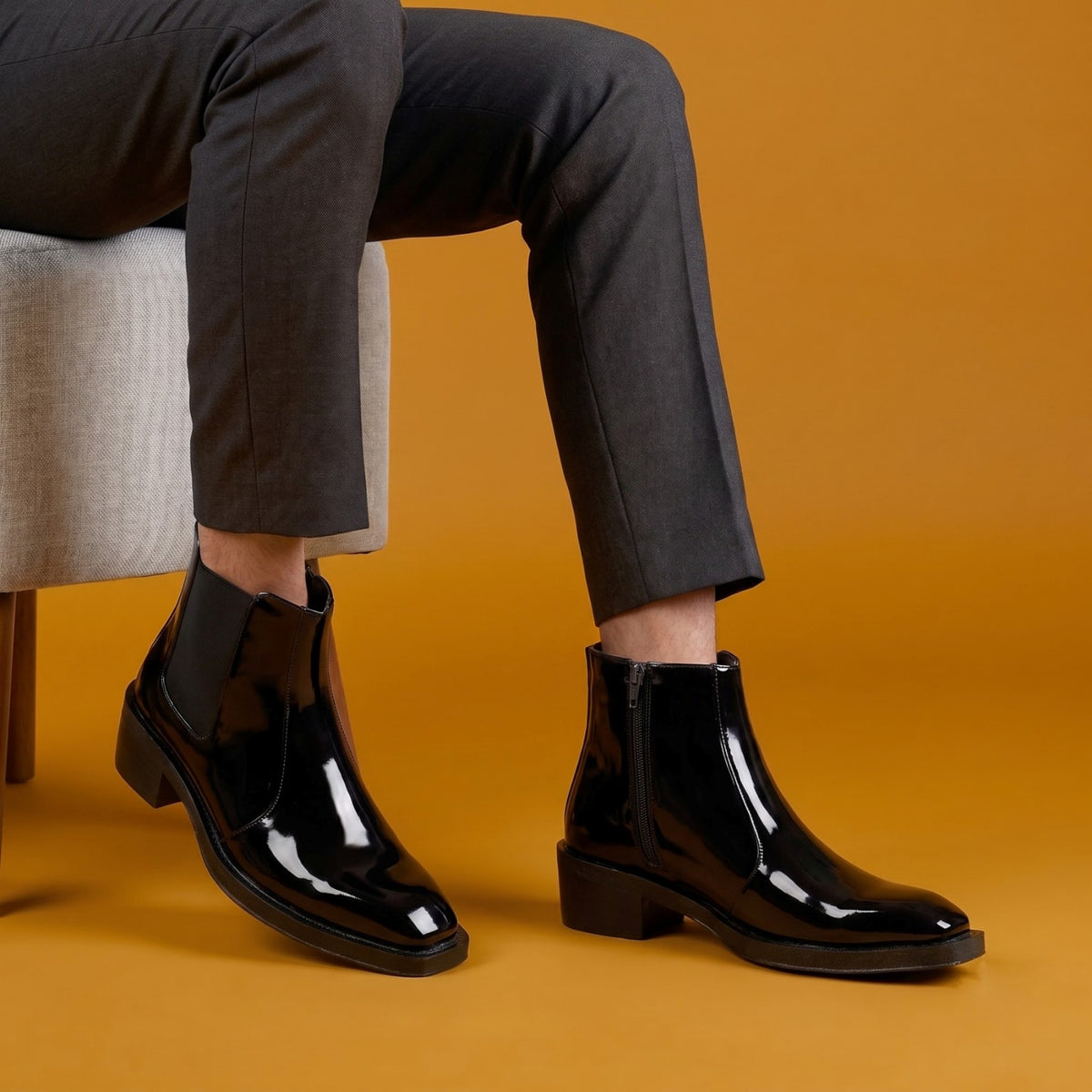 BXXY Mens Formal Faux Leather Zipper Ankle Boot for Partywear