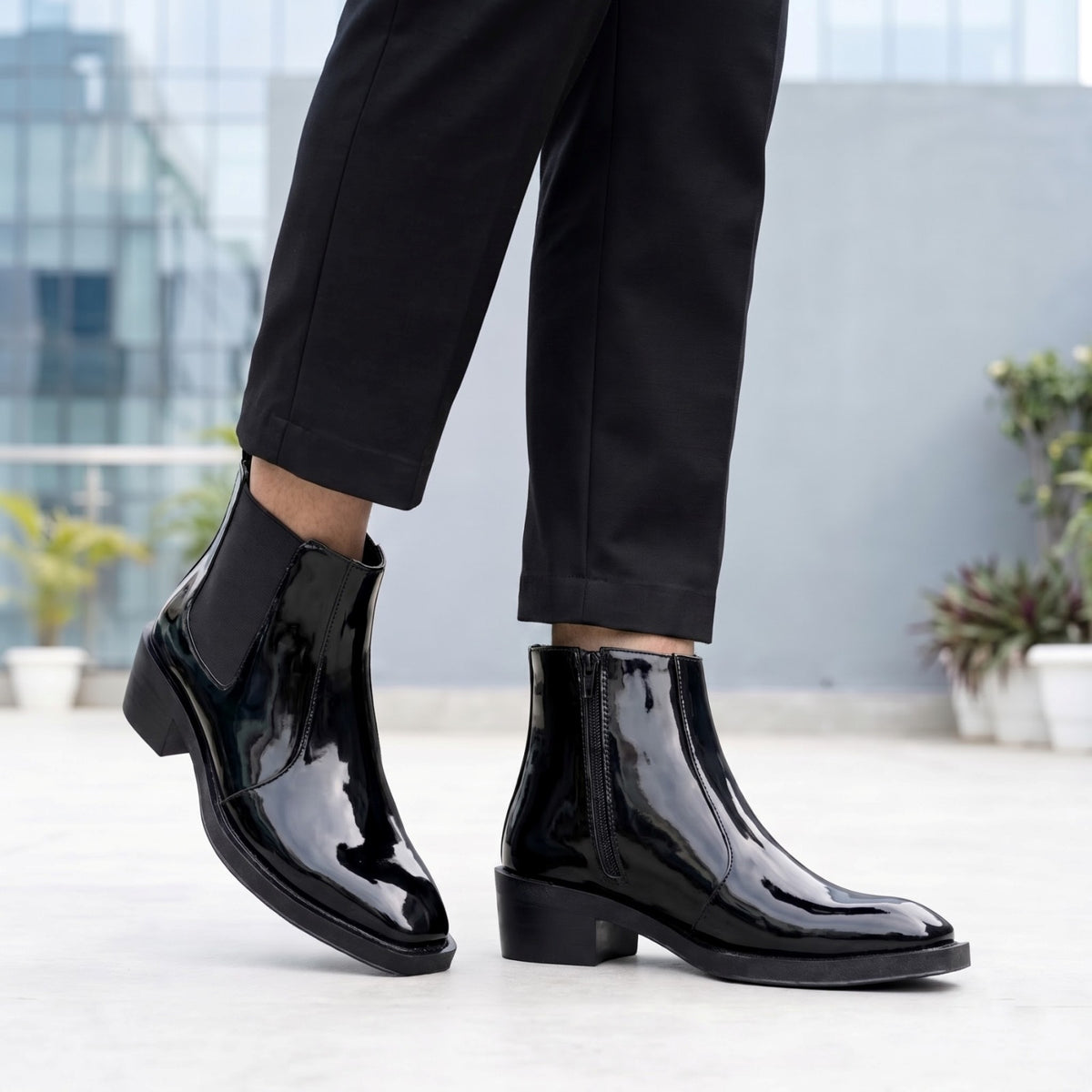 BXXY Mens Formal Faux Leather Zipper Ankle Boot for Partywear