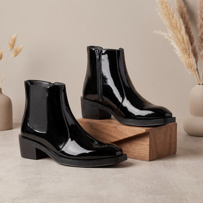 BXXY Mens Formal Faux Leather Zipper Ankle Boot for Partywear