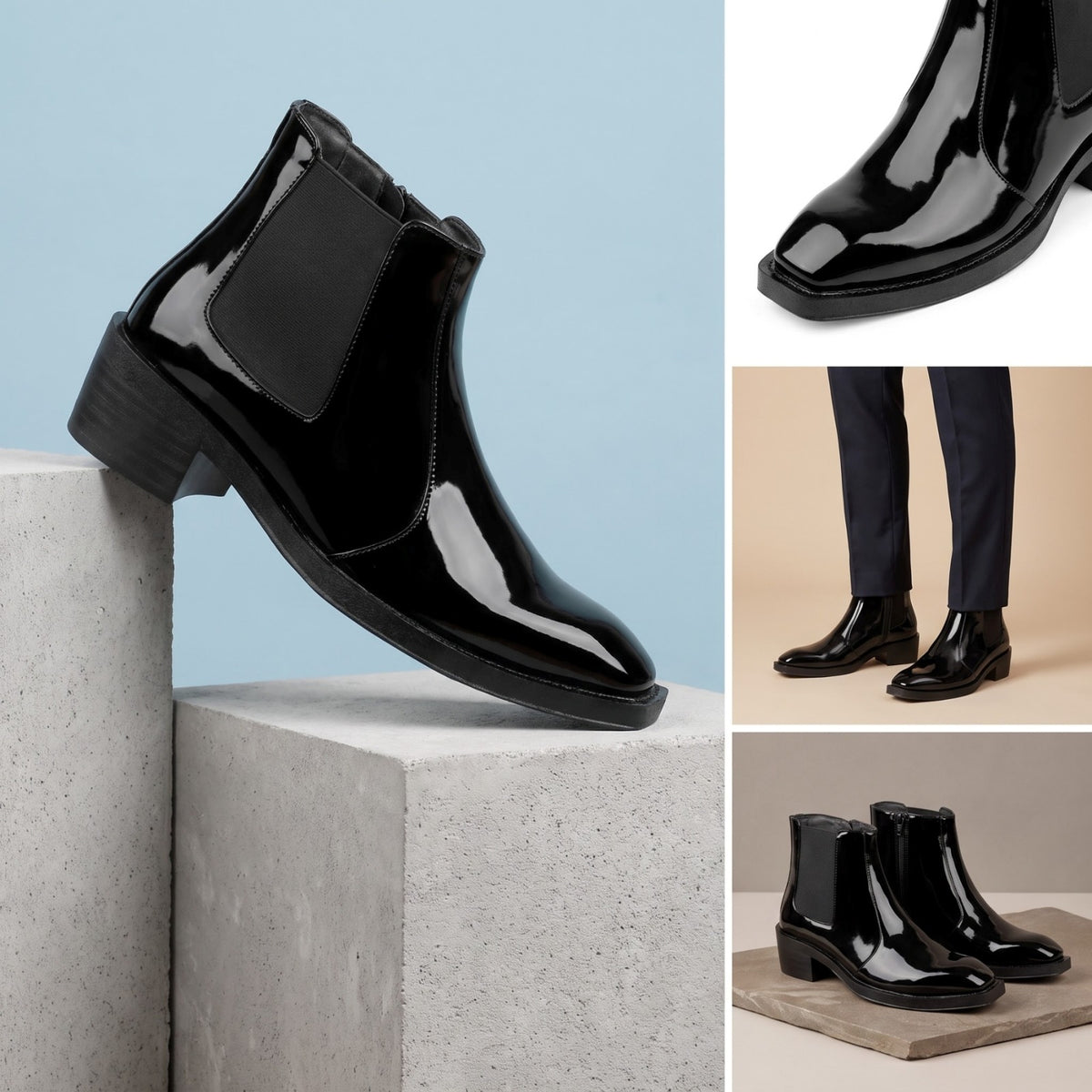 BXXY Mens Formal Faux Leather Zipper Ankle Boot for Partywear