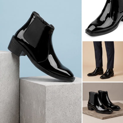 BXXY Mens Formal Faux Leather Zipper Ankle Boot for Partywear