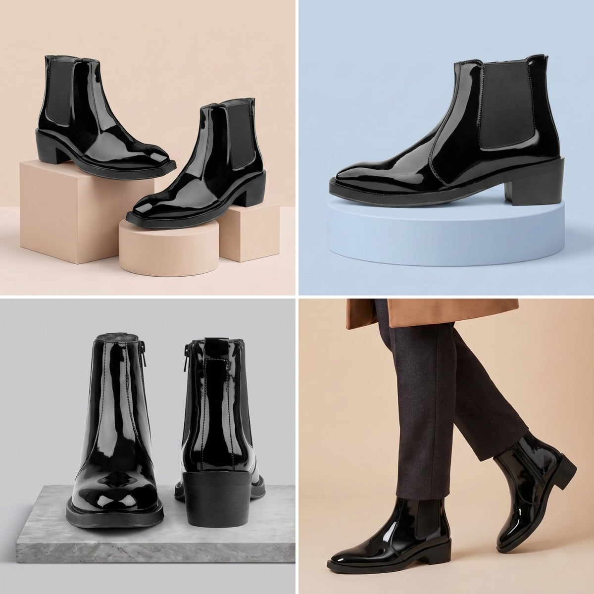 BXXY Mens Formal Faux Leather Zipper Ankle Boot for Partywear
