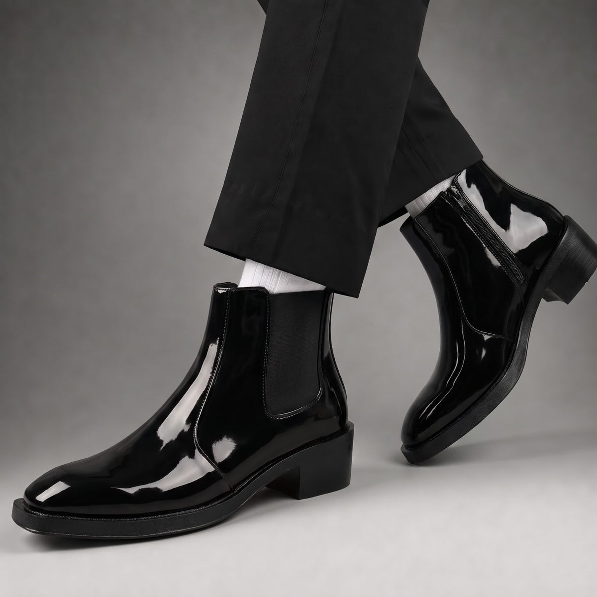 BXXY Mens Formal Faux Leather Zipper Ankle Boot for Partywear