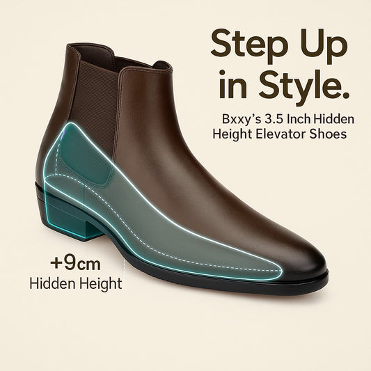 Height Boost Chelsea Boots for Men – Stylish Black, 3.5 Inch (9CM) Concealed Lift