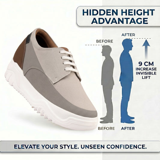 BXXY Mens Elevator Shoes 9 CM Hidden Height Boost Casual Sneakers for Everyday Wear