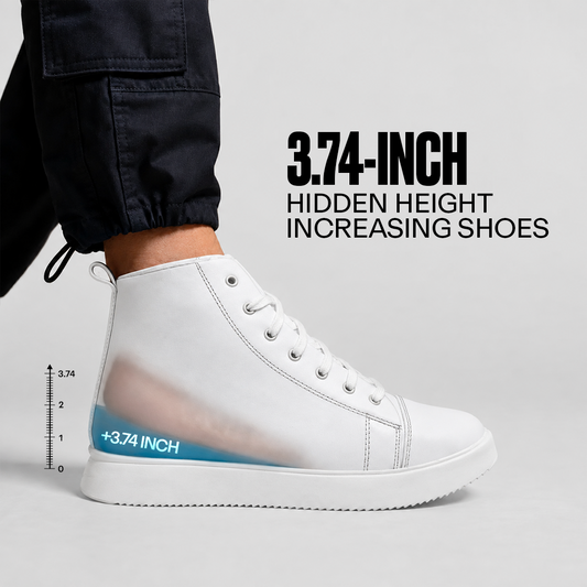 Men's 3.74 Inch (9.5CM) Hidden Height Increasing Boot - White