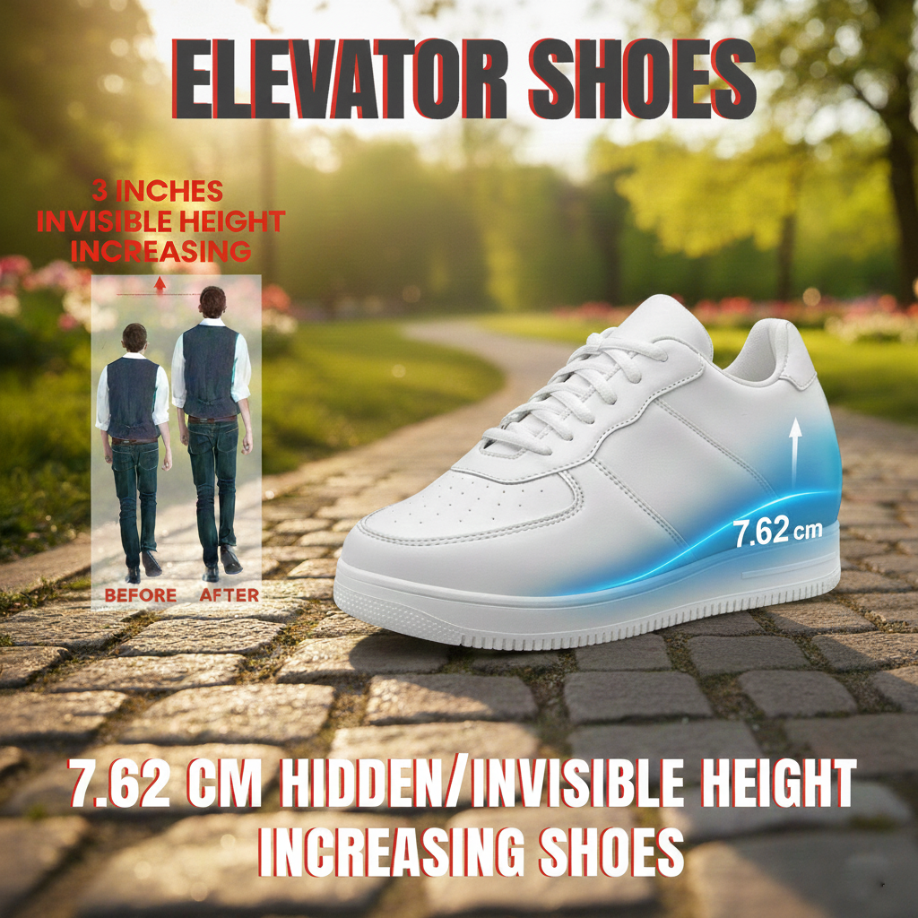 BXXY Invisible Height Boost Shoes for Men 3 Inch Lift Casual Sneakers