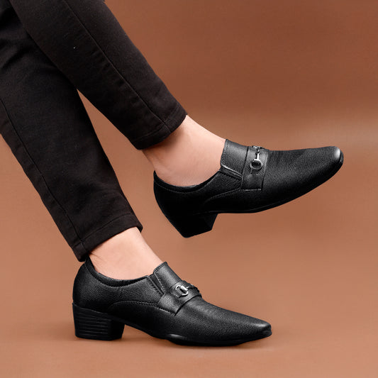 Men's 2 Inch Formal Height Increasing Slip-On Buckle Shoes