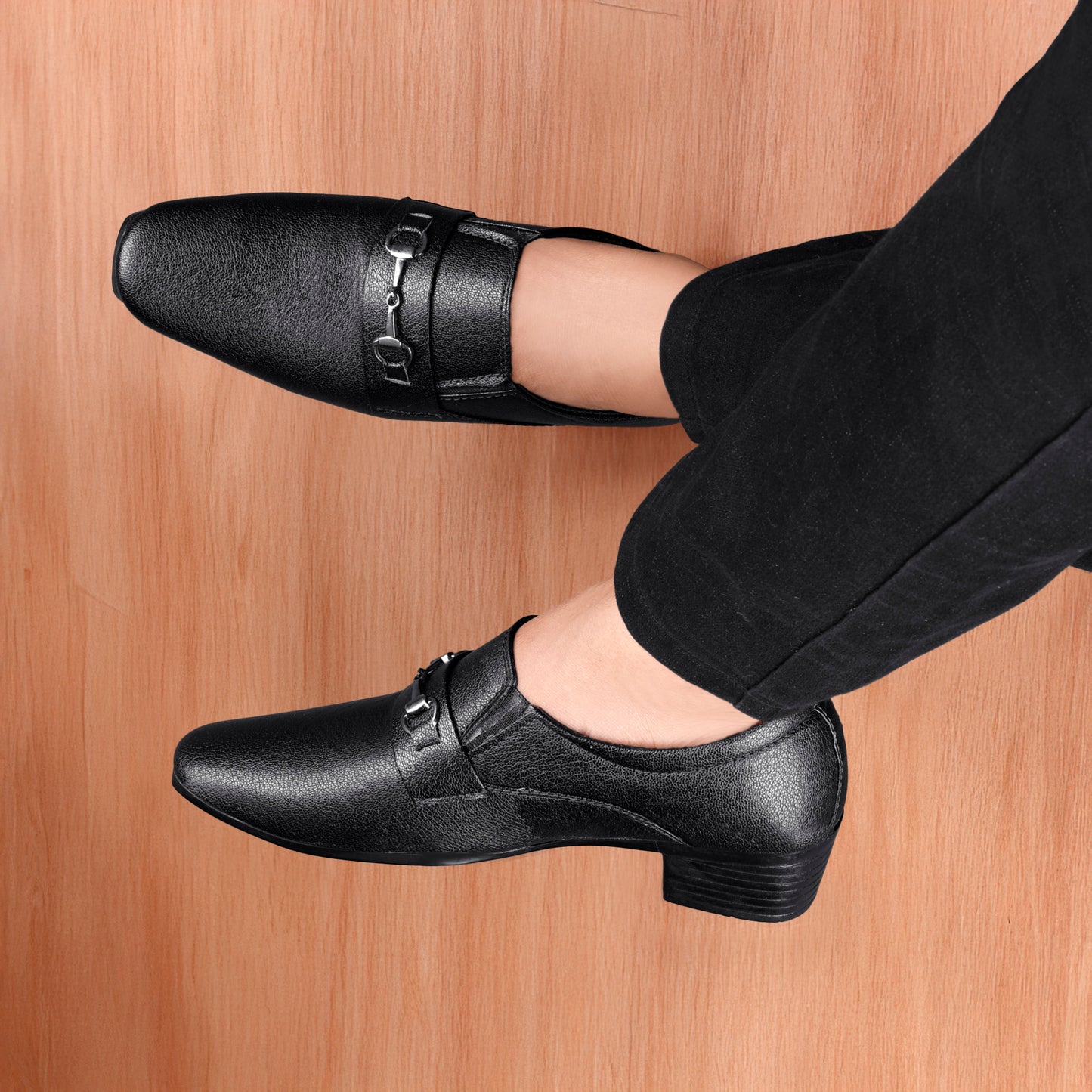 Men's 2 Inch Formal Height Increasing Slip-On Buckle Shoes