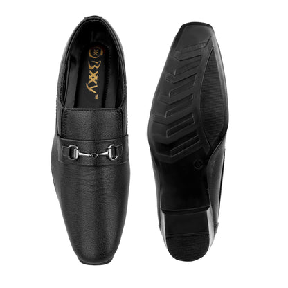 Men's 2 Inch Formal Height Increasing Slip-On Buckle Shoes