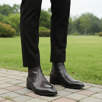 Classic Croc-Embossed Chelsea Boot for Modern Gentlemen