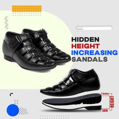 BXXY 3 Inches Height Increasing Casual Roman Sandals Instant Height Gainer shoe for Men
