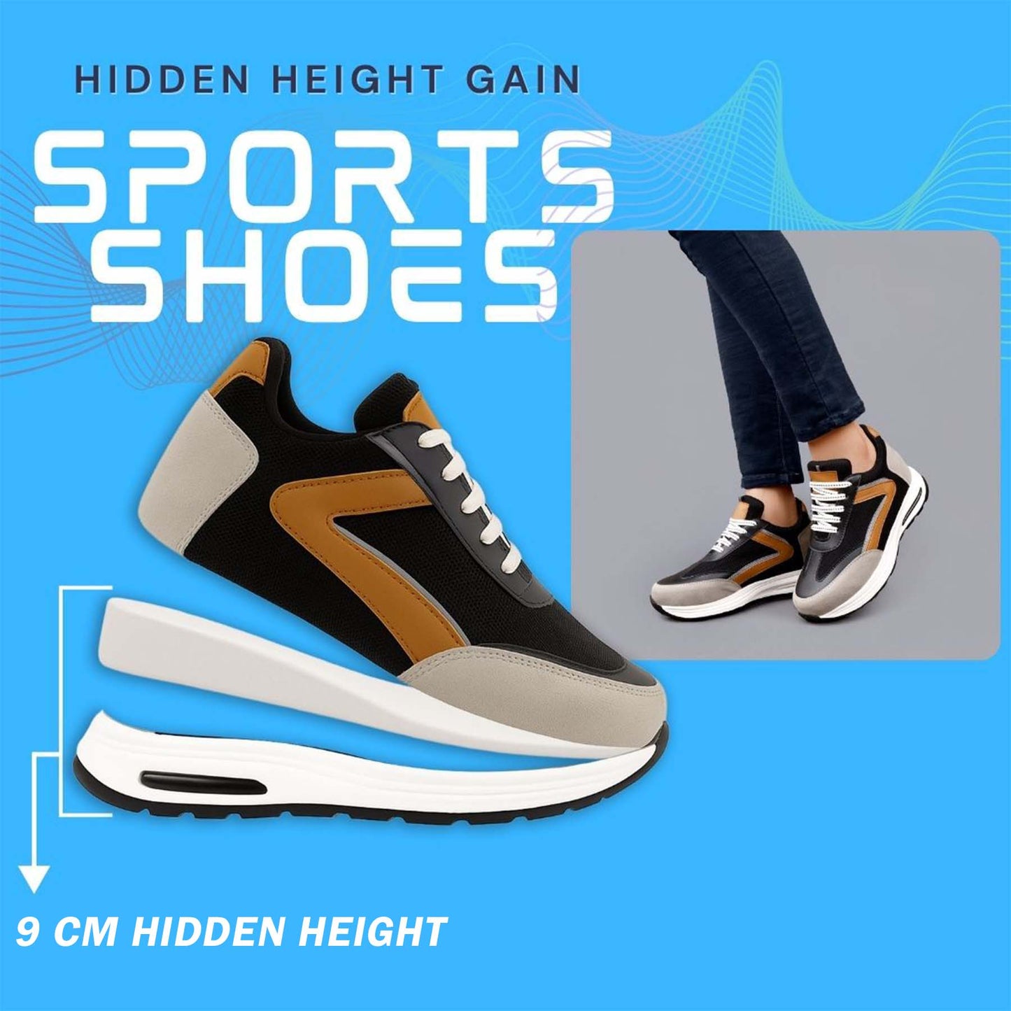 9cm Height Boost Elevator Sneakers for Men – Invisible Lift Style