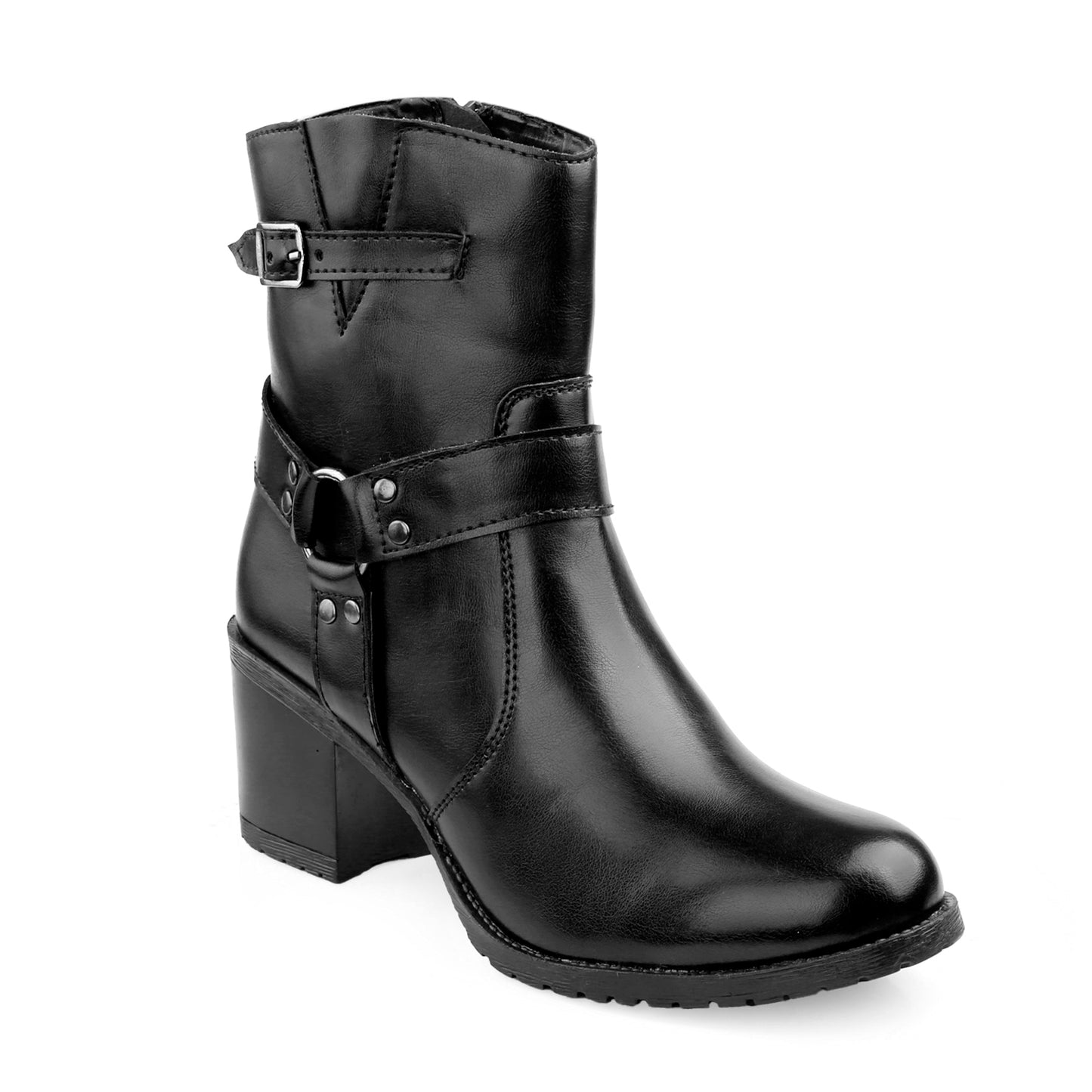 Elegant Black Vegan Ankle Zipper Boots for Women