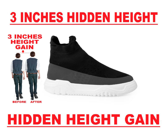 Bxxy's 3 Inch Hidden Height Increasing Ulta Comfortable Socks Shoes for Men