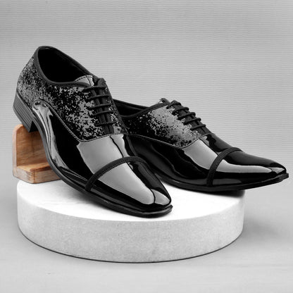 Bxxy's Faux Leather Semi Suede Classic Party Wear Lace-up Shoes for Men