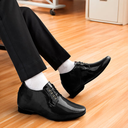 BXXY 9 cm (3.5 Inch) Height Increasing Patent Oxford Lace-Up Party Wear Shoes