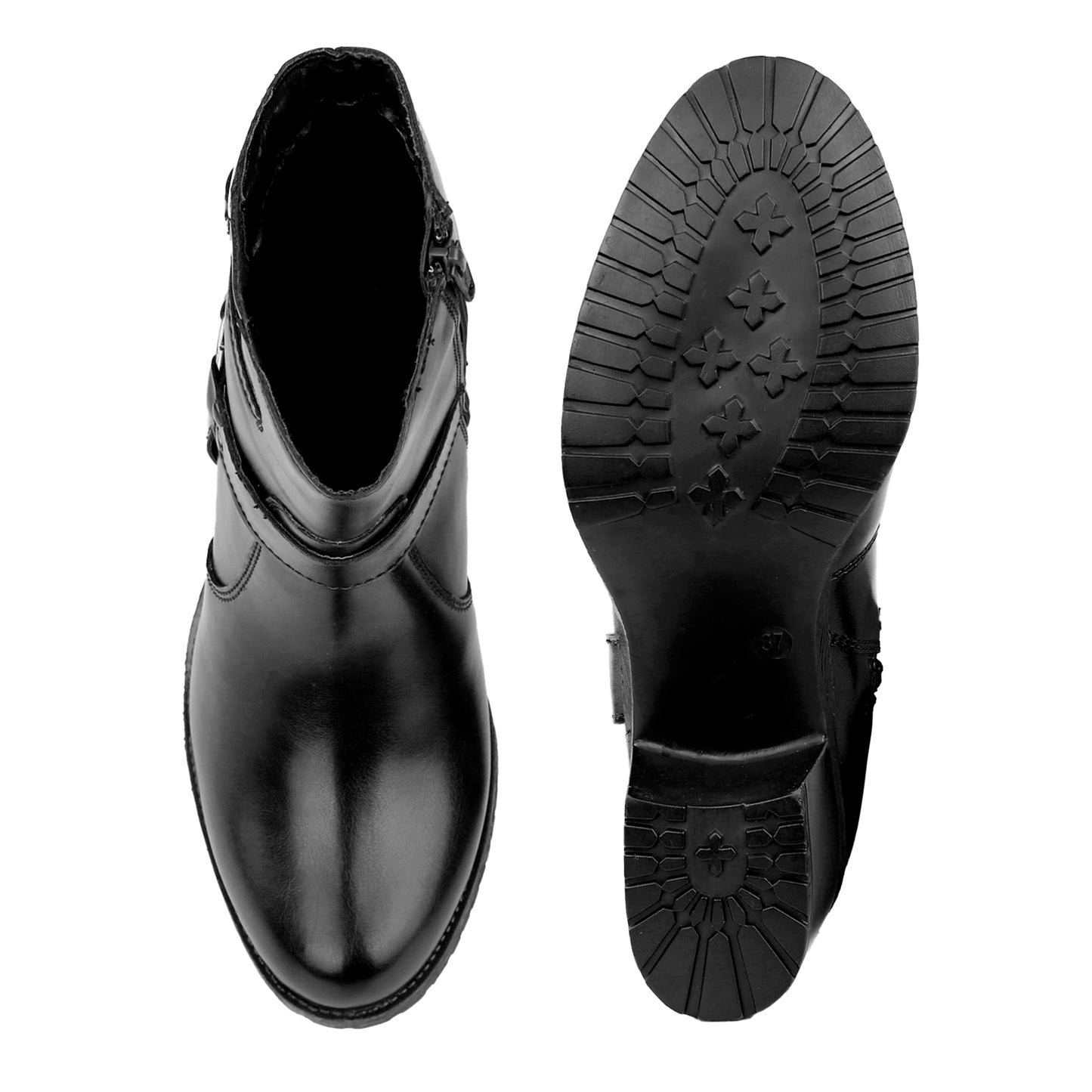 Elegant Black Vegan Ankle Zipper Boots for Women