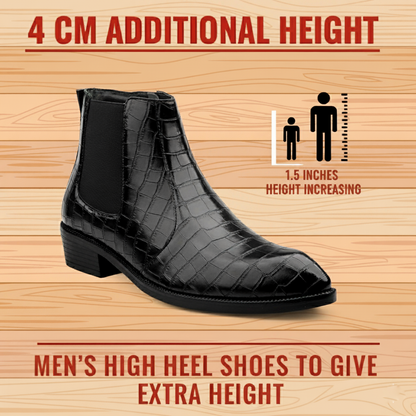 Men’s Designer Croc-Pattern Chelsea Boots – Premium Leather & Classic Style