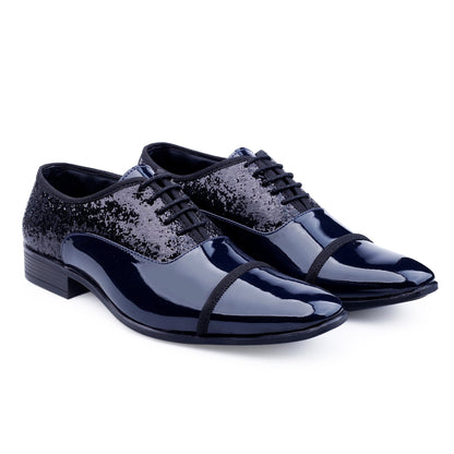 Bxxy's Faux Leather Semi Suede Classic Party Wear Lace-up Shoes for Men