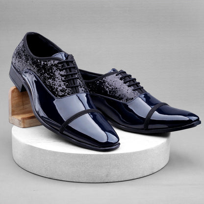 Bxxy's Faux Leather Semi Suede Classic Party Wear Lace-up Shoes for Men