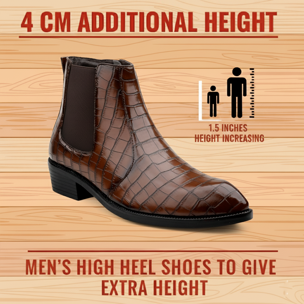 Men’s Designer Croc-Pattern Chelsea Boots – Premium Leather & Classic Style