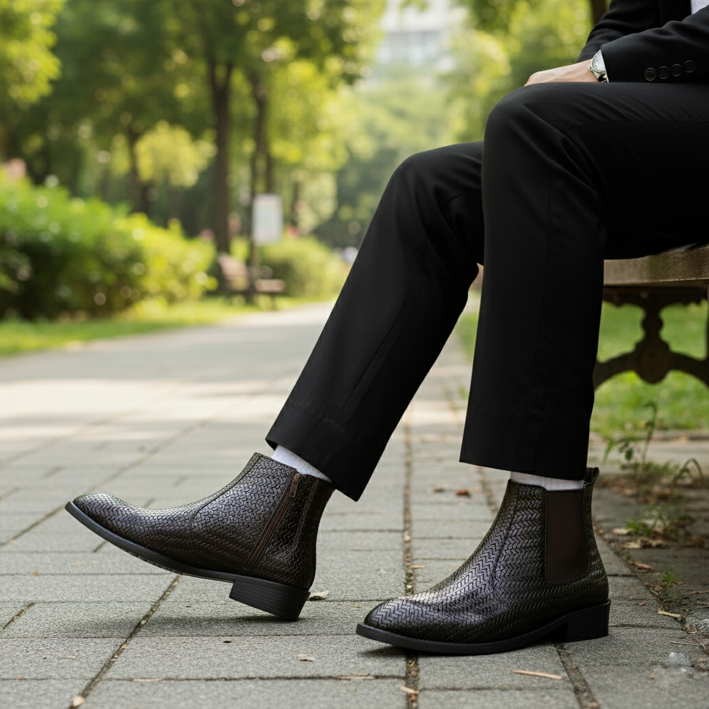 Height Increasing Chelsea Ankle Boots for Men