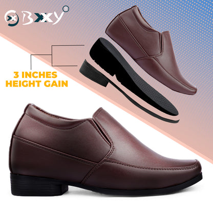 BXXY Mens 3 Inches Hidden Height Increasing Formal Wear Slipon Shoes
