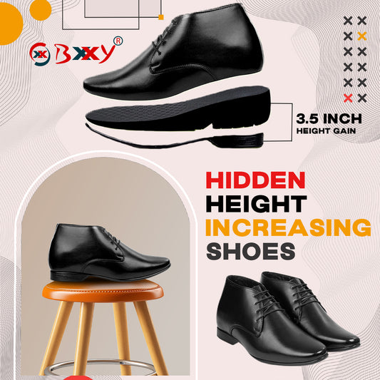 BXXY 9 cm (3.5 Inch) Hidden Height Increasing Lace-Up Derby Shoes