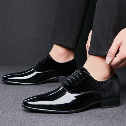 Bxxy's Faux Leather Semi Suede Classic Party Wear Lace-up Shoes for Men