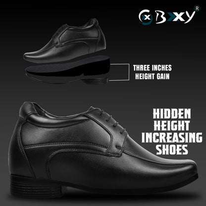 Mens 3 Inches Hidden Height Elevator Partywear Lace up Formal Shoes