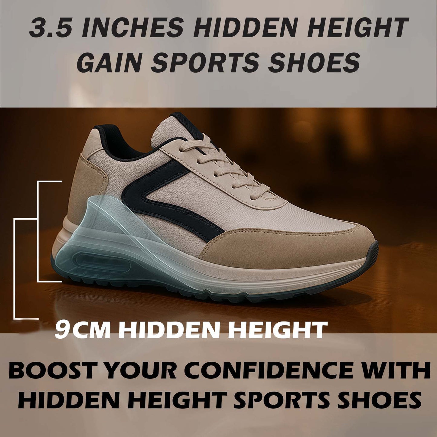 Bxxy Mens 9cm Height Increasing Sports Shoes Hidden Elevator Boost