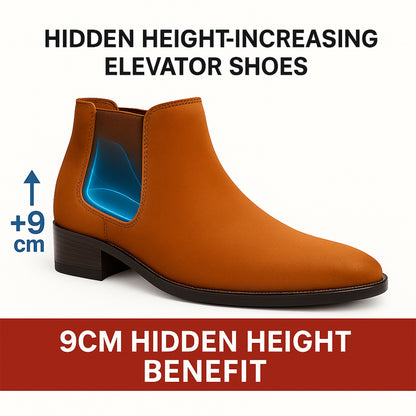 9CM Hidden Heel Lift Ankle Chelsea Boots for Men