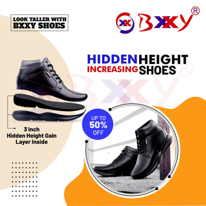 Bxxy's Men 3 Inch Hidden Height Increasing/Elevator Casual Lace-up Outdoor Sneaker Boot