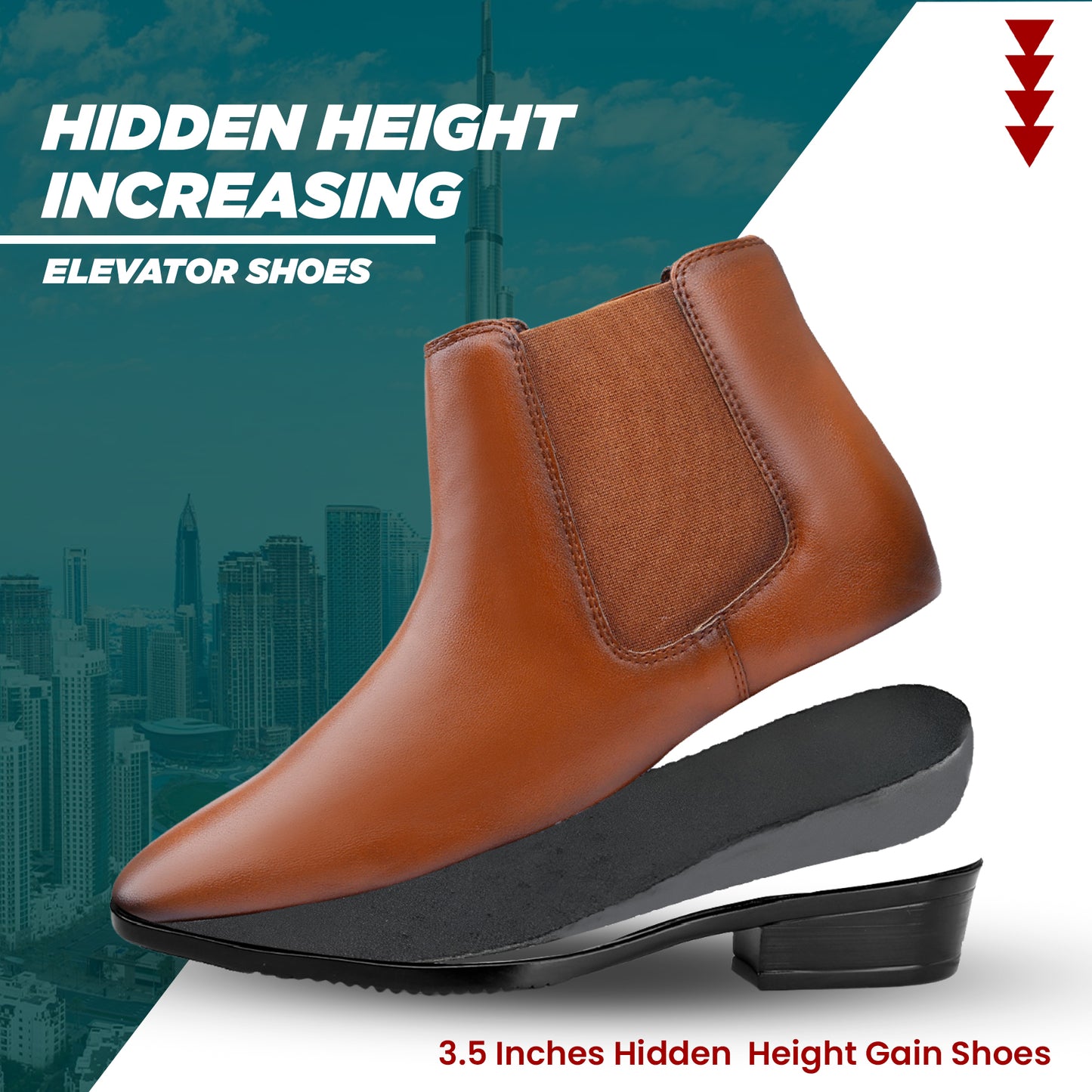 BXXY Elevator Boots for Men Hidden Height Gain upto 3.5 Inch