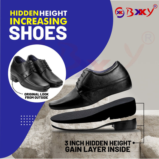 BXXY Men's 9 cm (3.5 Inch) Hidden Height Increasing Formal Shoes