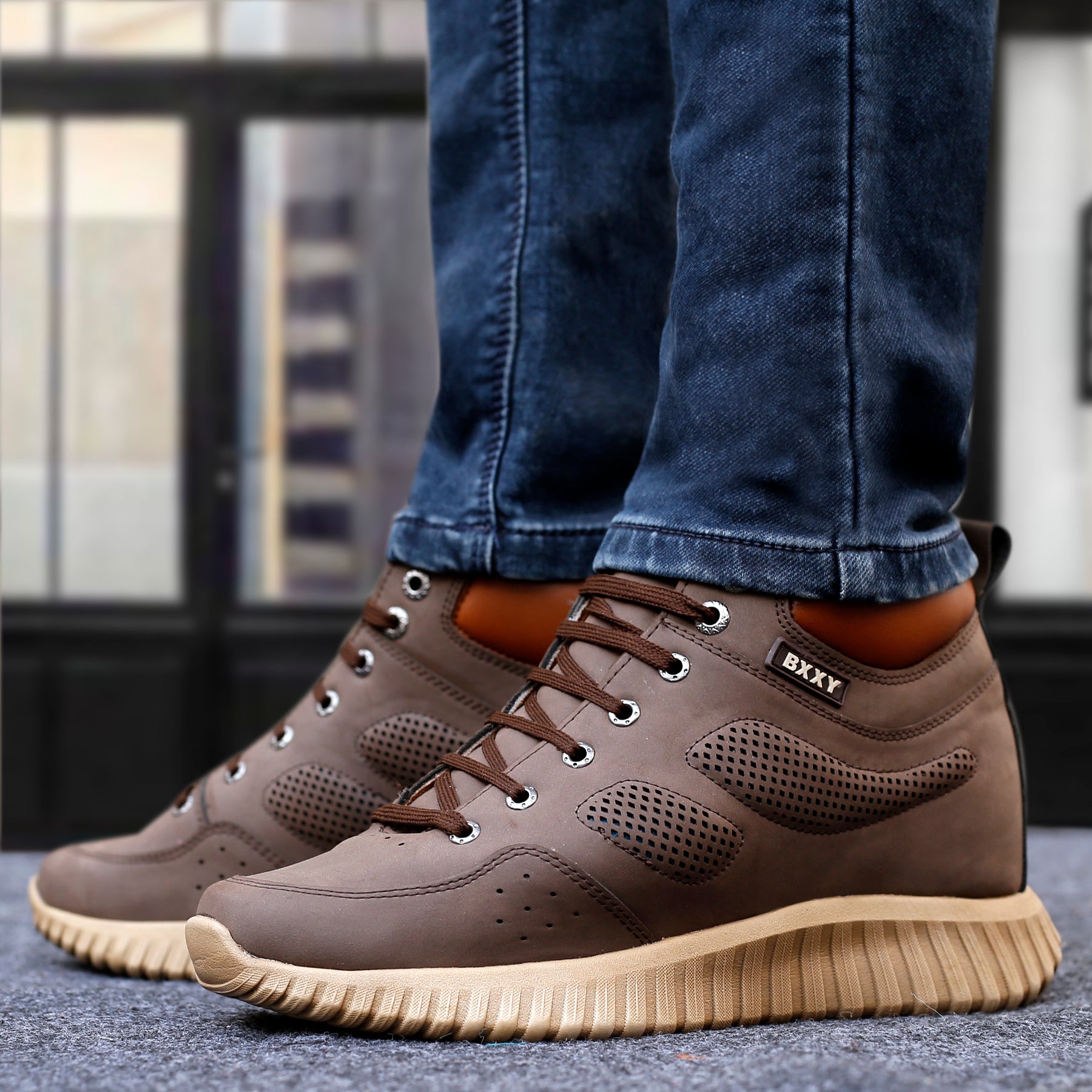 Bxxy s 3 Inch Hidden Height Increasing Elevator Lace up Boots for Men