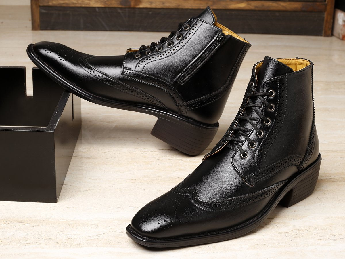 Men's Latest Formal / Semi-Formal Cow Boy Ankle Zipper Lace-Up Brogue Boots